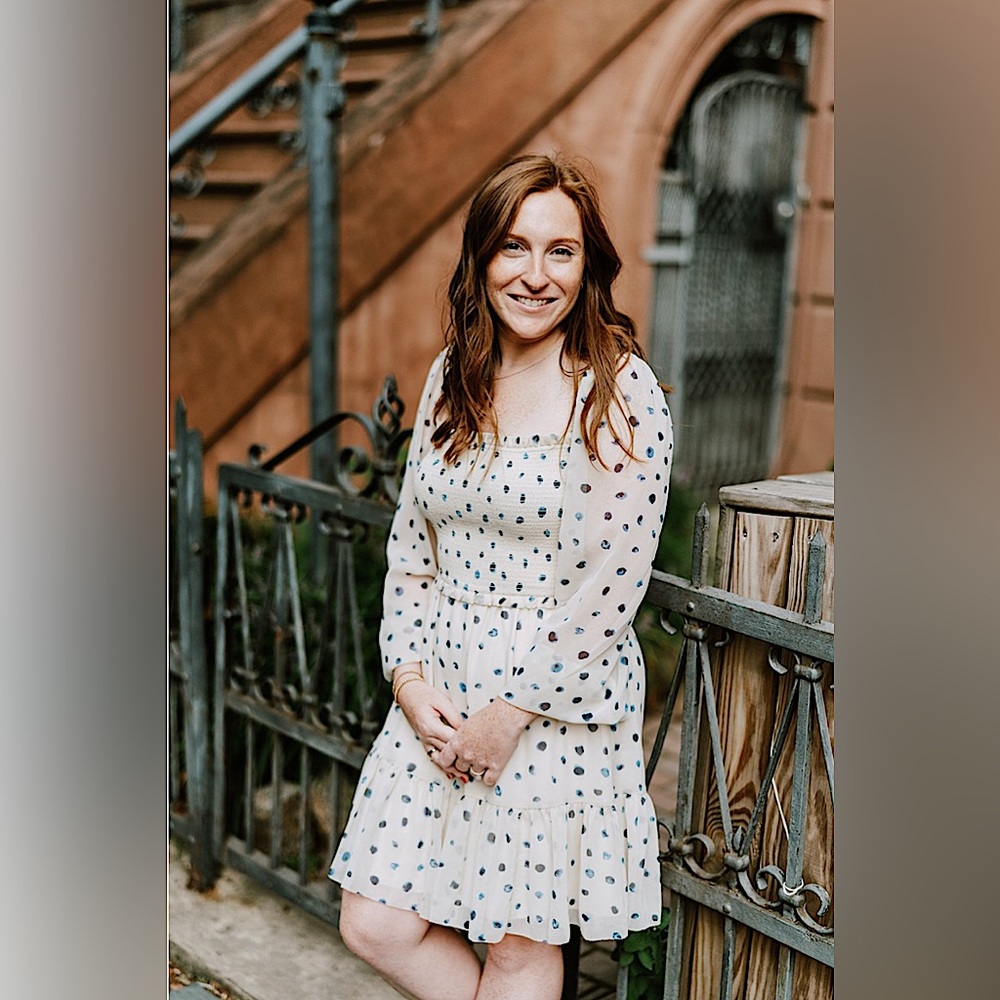 Aritzia White Polka Dot Long Sleeve Dress